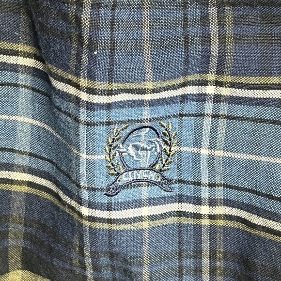 Cinch Shirt Mens Large Black Blue Button Down Check Plaid Embroidered Logo - Picture 6 of 7